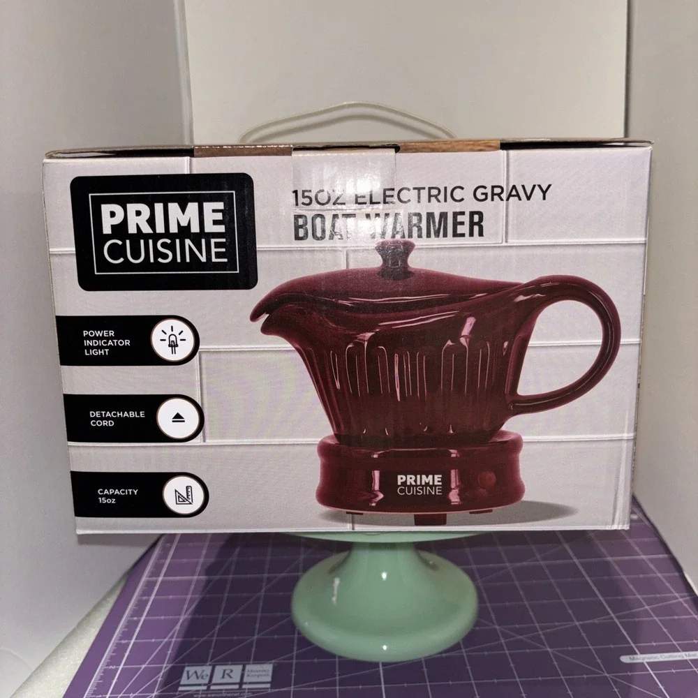Prime Cuisine‎ 15 oz Electric Gravy Boat Warmer Maroon Brand New in Box